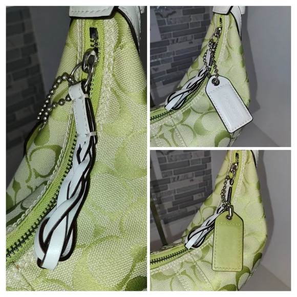NEW Coach Signature Hobo Bag - Green/White - Picture 8 of 13